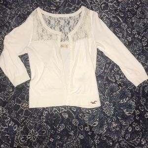 Hollister white button-up cardigan